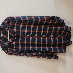 Knox Rose Flannel Blouse Dark Teal And Terracotta Plaid 2xl XXL